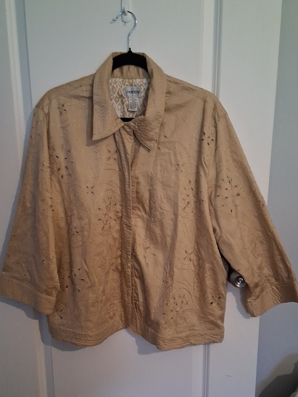 Chico's Neutral Geometric Print Lined Jacket